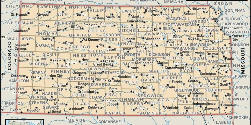 Map of Kansas counties showing service coverage area